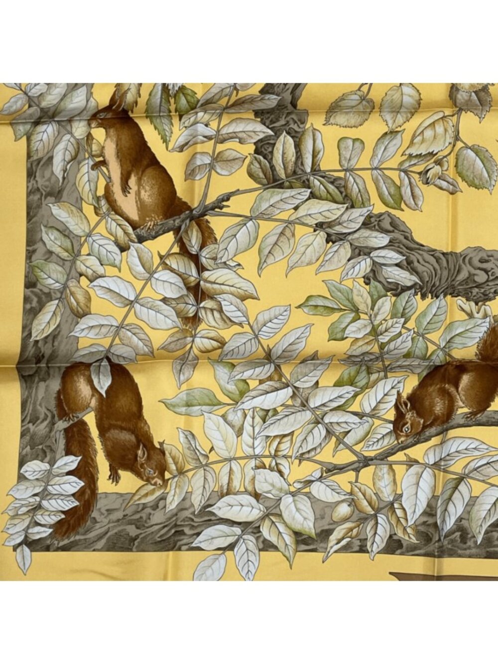 Hermes Carre 90 Casse Noisette Nutcracker Squirrel Pattern Nut Scarf Silk View 4